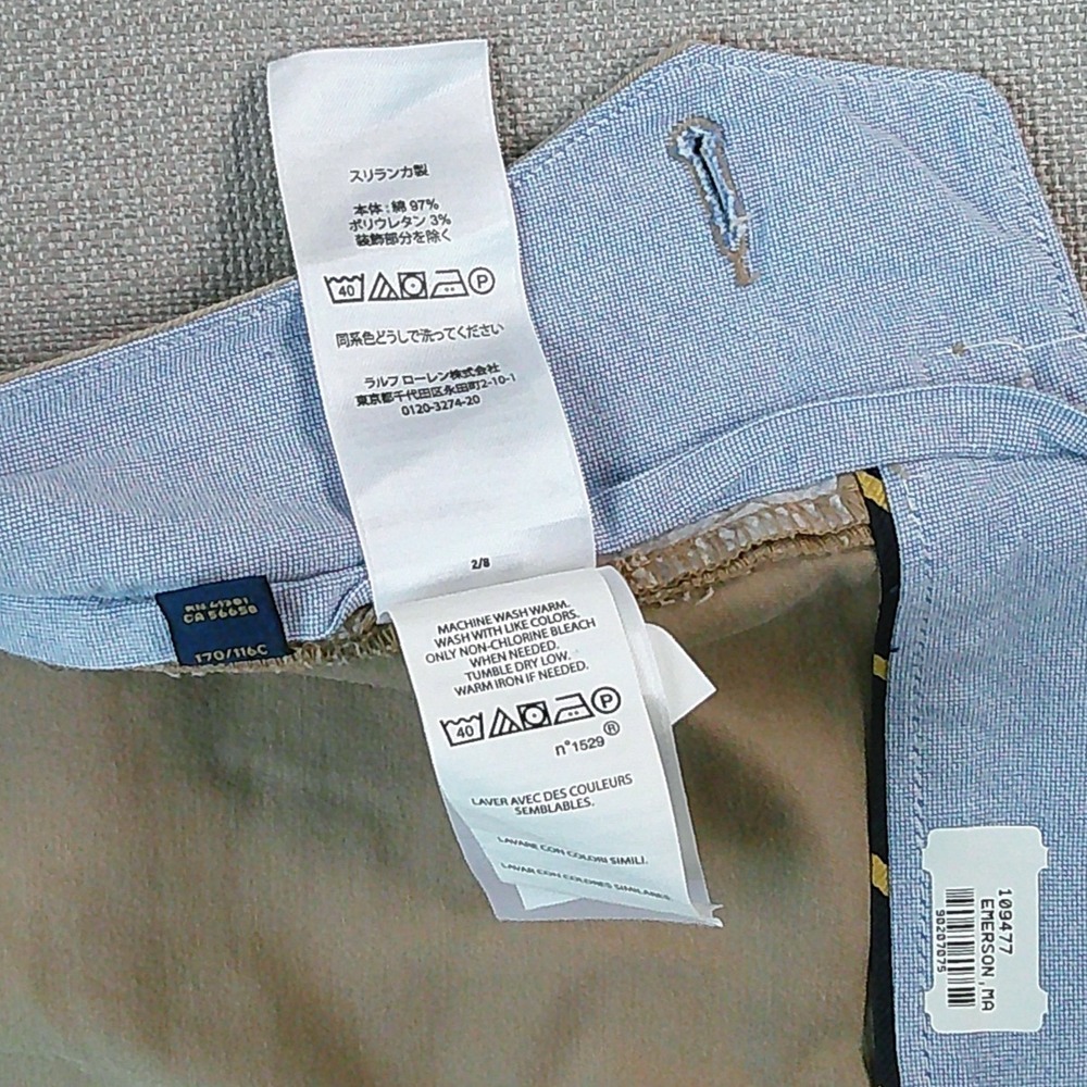 Polo Ralph Lauren Chino Pants Mens 44/30 Tan Khaki Stretch Classic Fit - Picture 8 of 9